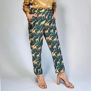 J.Crew Collection Giraffe Print 100% Silk Pants Size 4